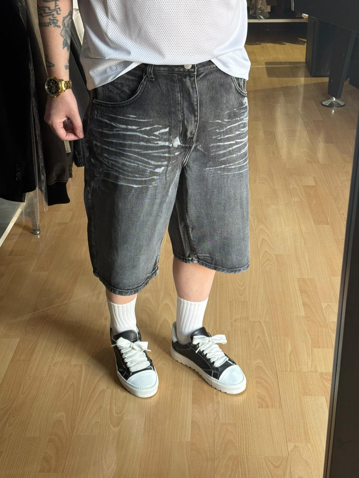 BERMUDA JEANS SFUMATO NERO
