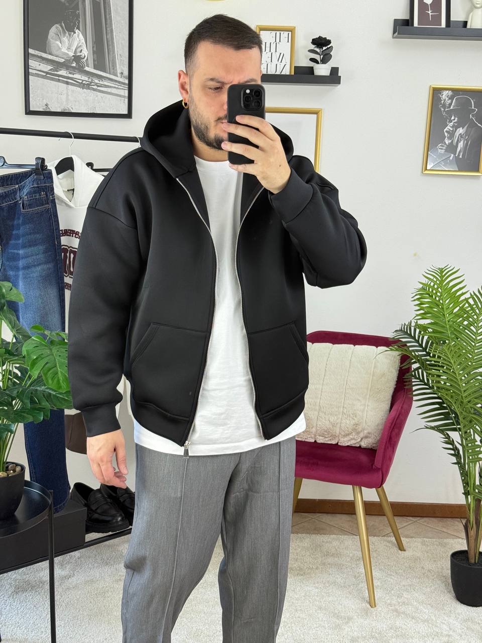 FELPA SCUBA NERA ZIP