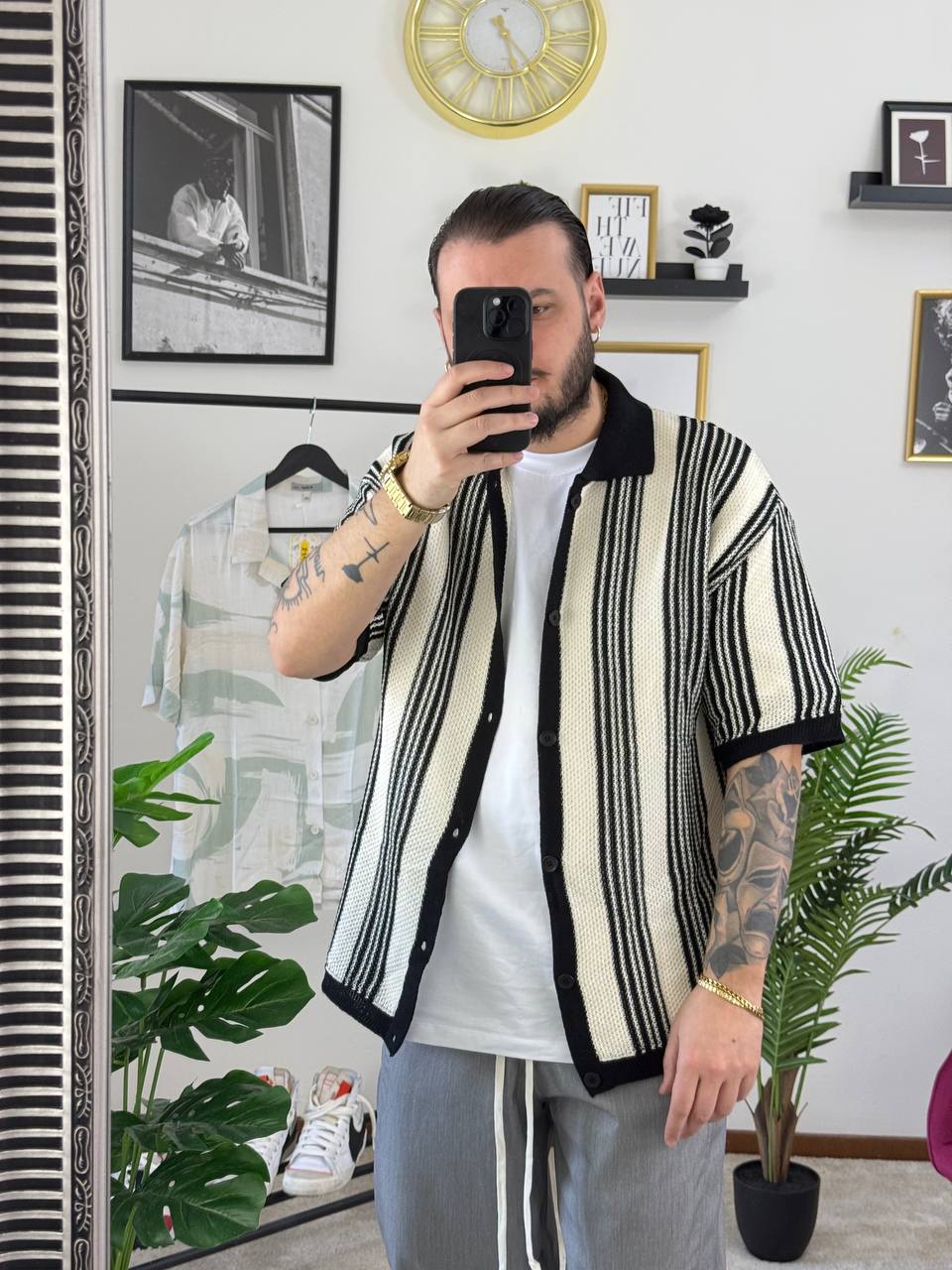 POLO CARDIGAN BIANCO E NERA