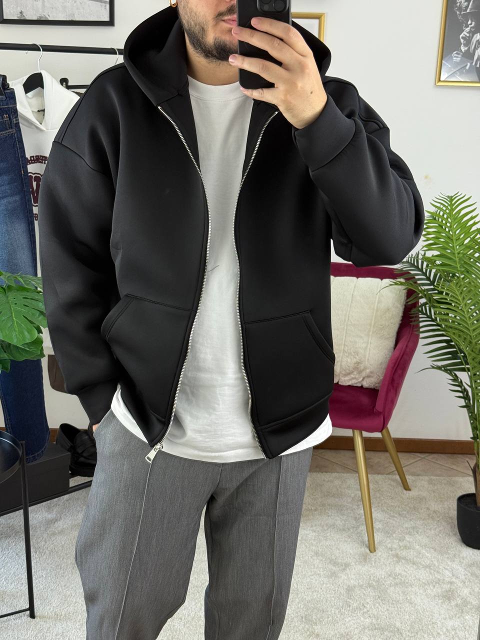 FELPA SCUBA NERA ZIP