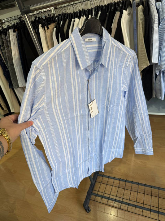 CAMICIA BIANCA E CELESTE MANICA LUNGA
