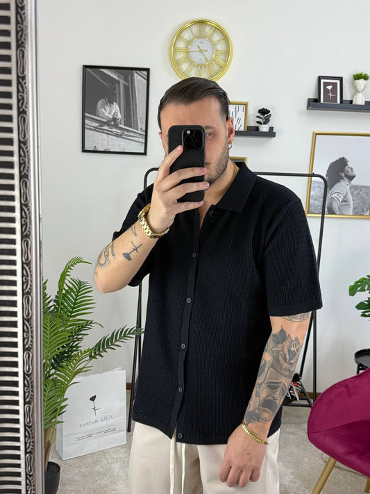 POLO CARDIGAN NERO