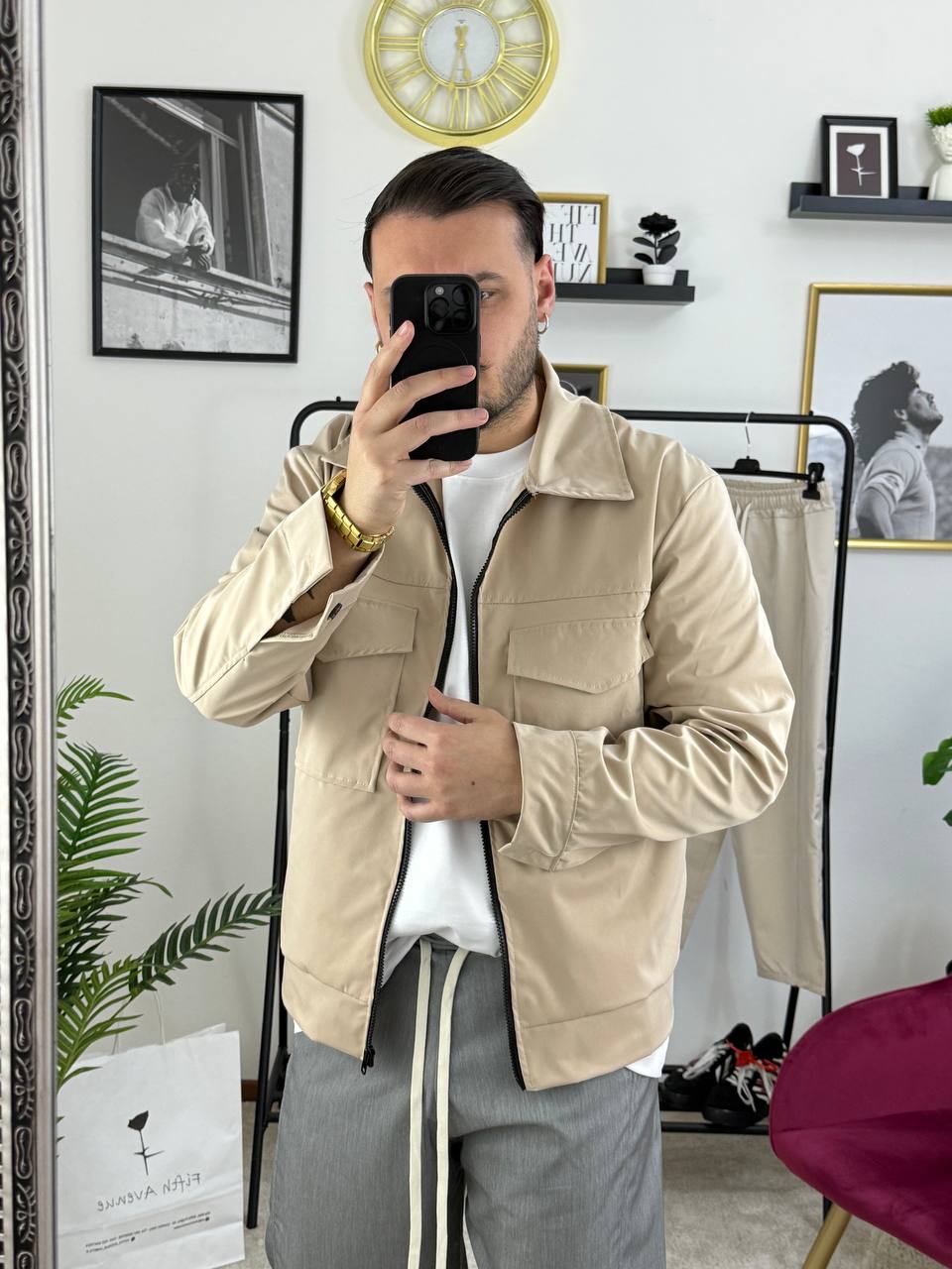 CAMICIONE ZIP BEIGE