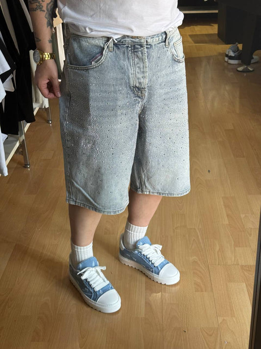 BERMUDA JEANS BRILLANTINI CHIARO