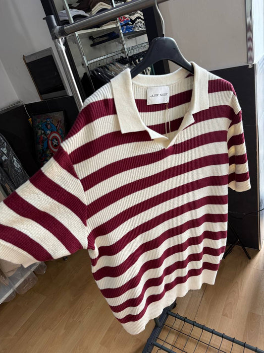 POLO RIGHE BIANCA E BORDEAUX