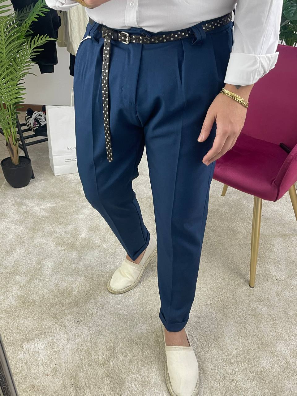 PANTALONE CLASSICO PIEGA BLU