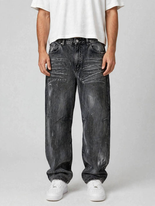 JEANS BALLOON PITTURA NERO