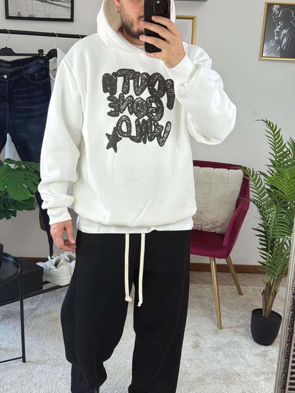 FELPA CAPPUCCIO WILD BIANCA