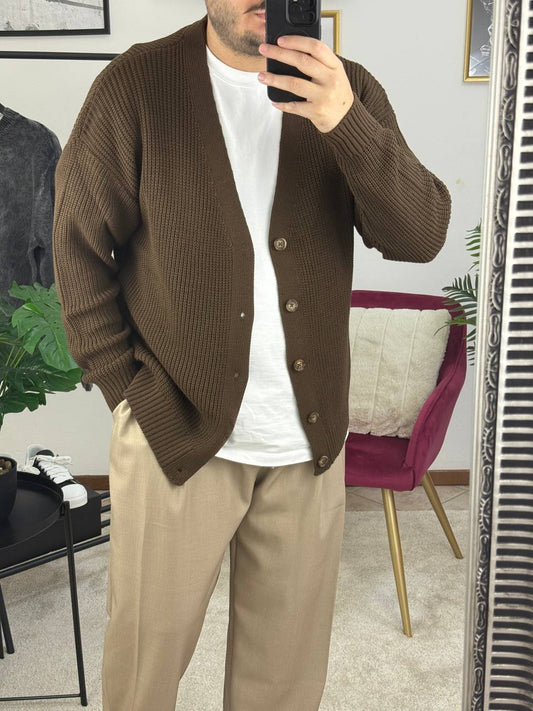 CARDIGAN BASIC MARRONE