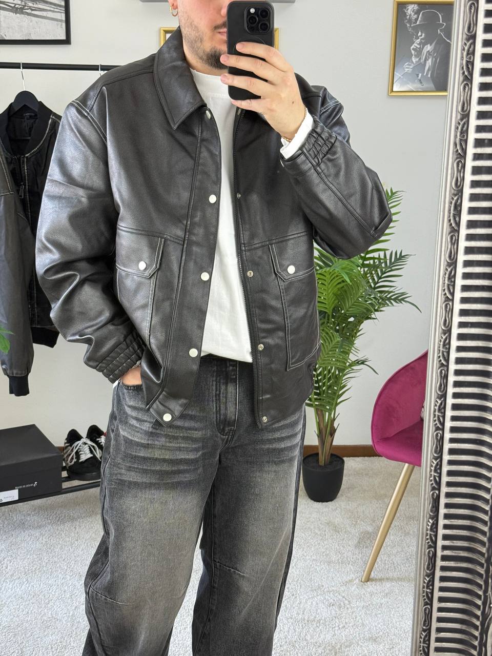 BOMBERINO ECO PELLE DOPPIA CUCITURA