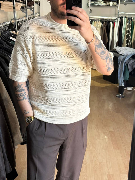 T-SHIRT TRAFORATA BEIGE