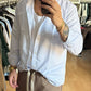 CAMICIA COREANA LINO BIANCA E CELESTE