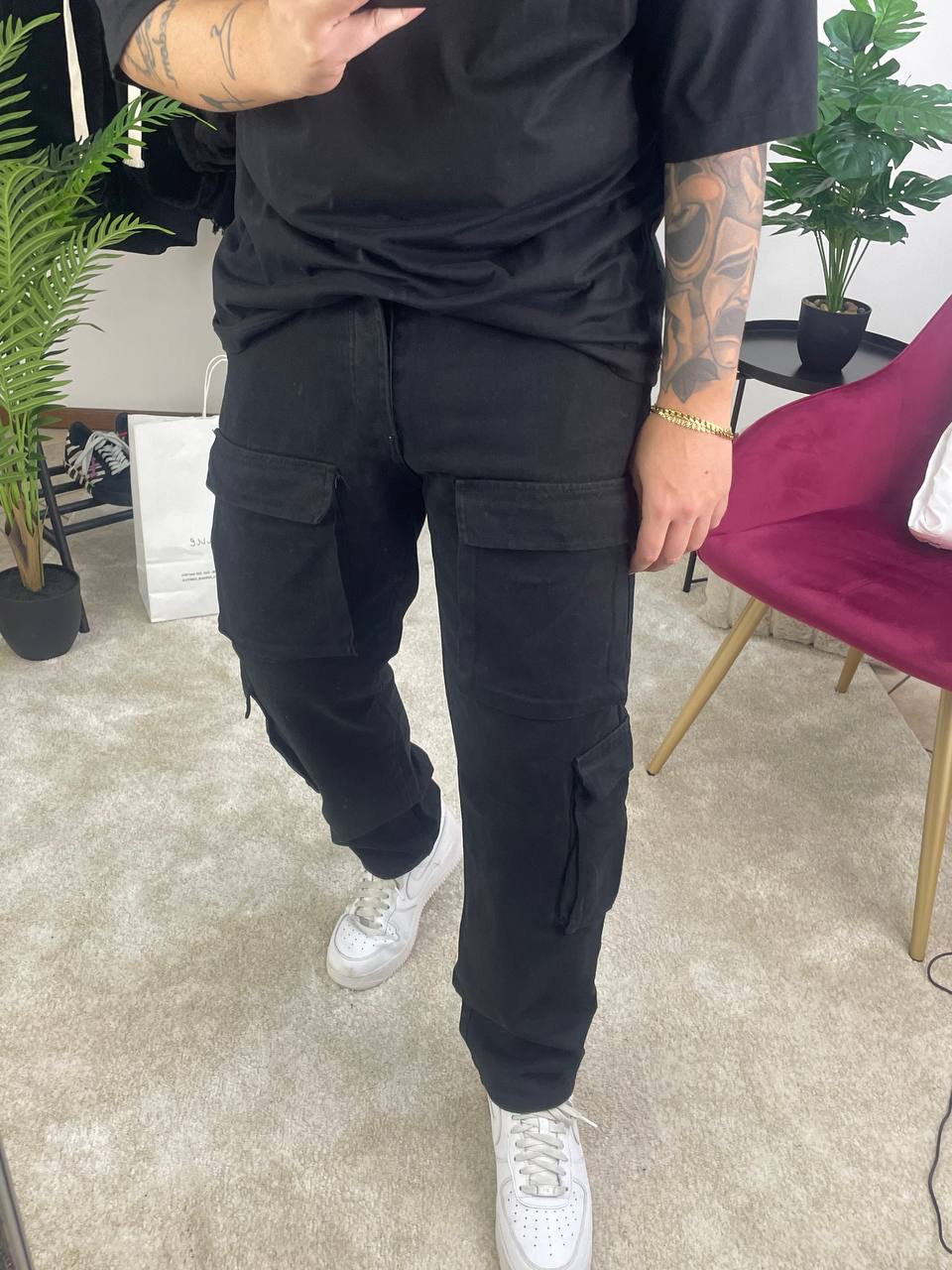 JEANS CARGO NERO