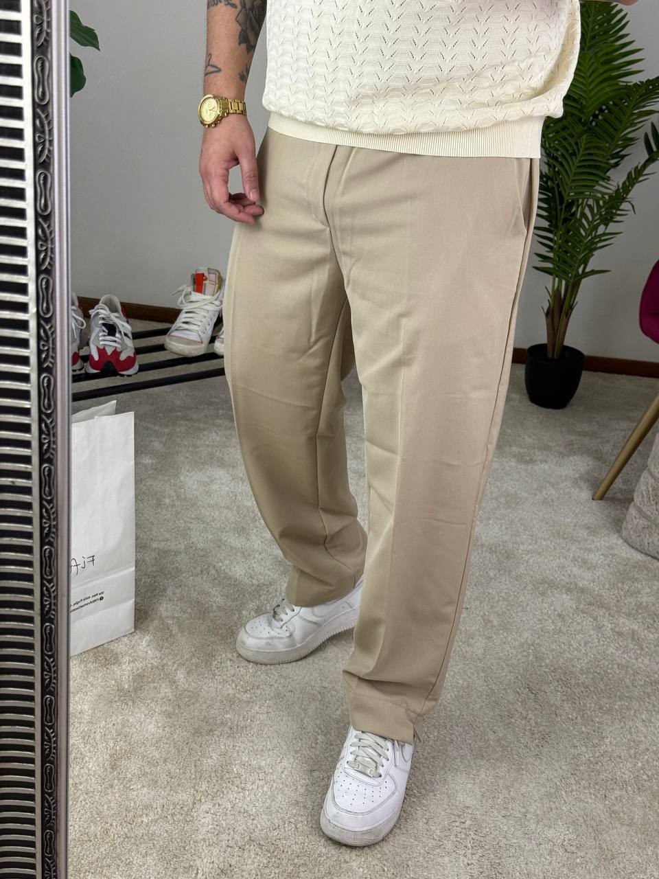 PANTALONE FONDO LARGO SPACCO BEIGE