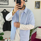 CAMICIA RIGHE DOPPIAMANICA  CELESTE