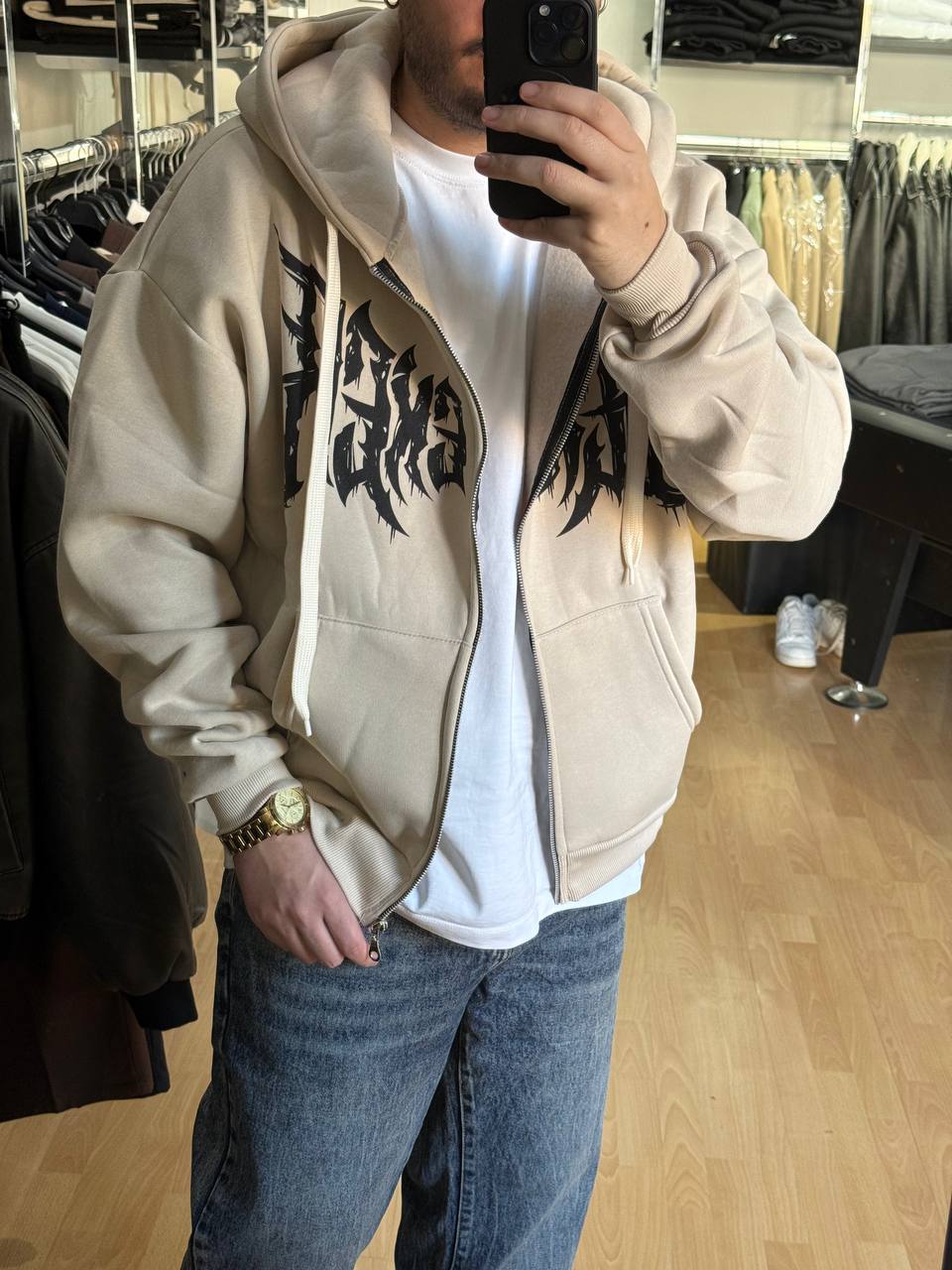 FELPA ZIP BERSEMKER BEIGE