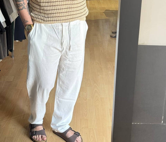 PANTALONE LINO ACY BIANCO