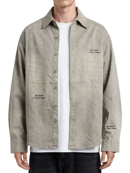 CAMICIA JEANS RICAMO GRIGIO