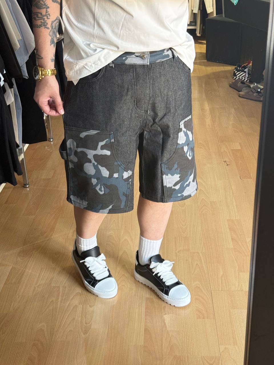 BERMUDA CARP MILITARE RIFINITO BLU