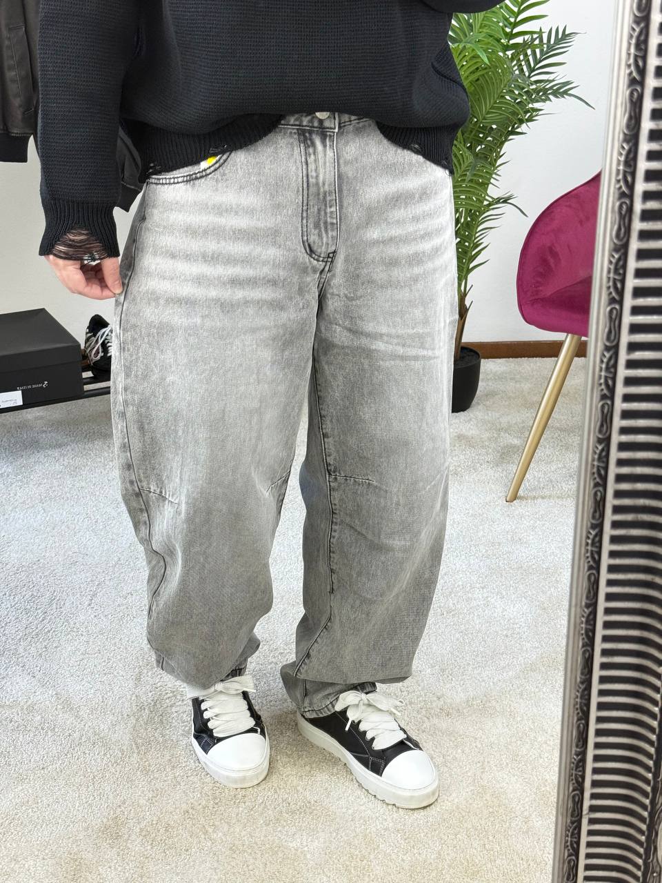 JEANS BALLOON SFUMATO GRIGIO CHIARO