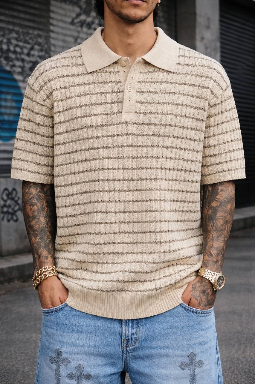 POLO RIGHE BEIGE
