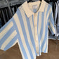 POLO CARDIGAN BIANCO E CELESTE