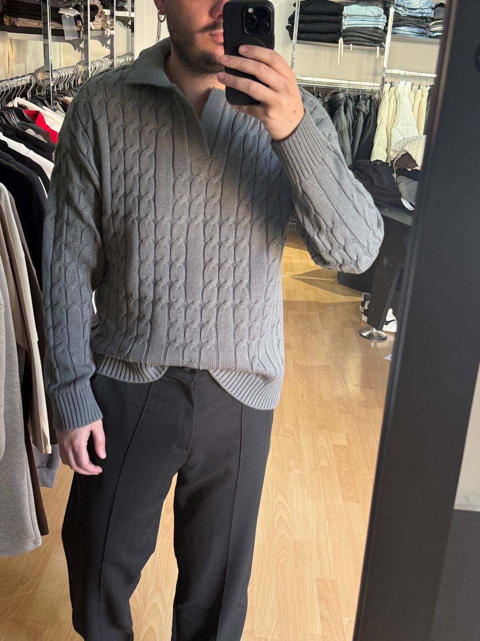 POLO INTRECCIATA PIOMBO