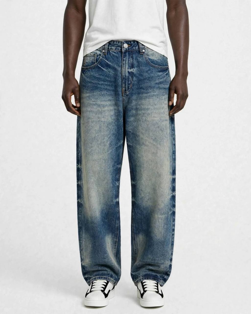 JEANS FONDO LARGO LEOX SCURO SABBIATO