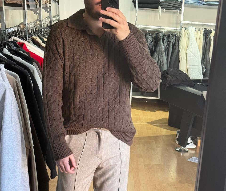 POLO INTRECCIATA MARRONE