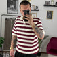 POLO RIGHE BIANCA E BORDEAUX