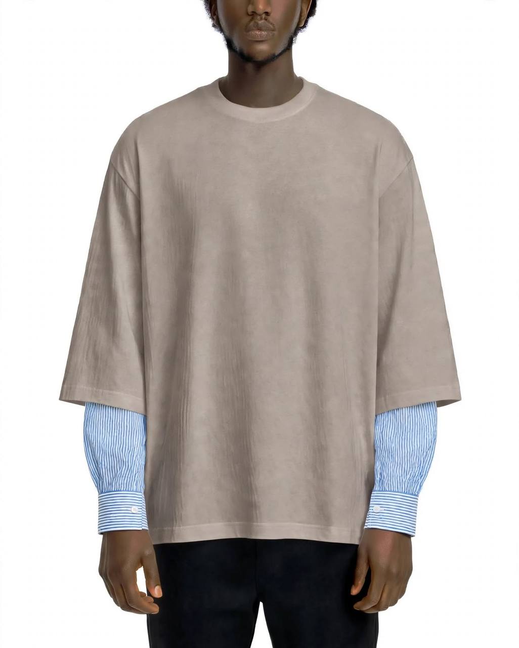 T-SHIRT DOPPIA MANICA CAMICIA BEIGE