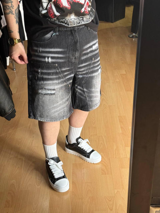 BERMUDA JEANS CARP NERO SFUMAT0