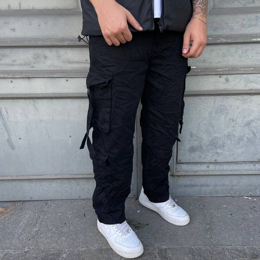 CARGO JEANS STROPICCIATO NERO