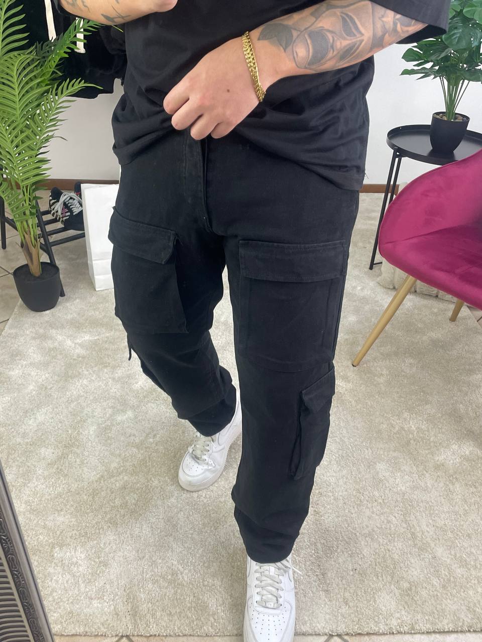 JEANS CARGO NERO