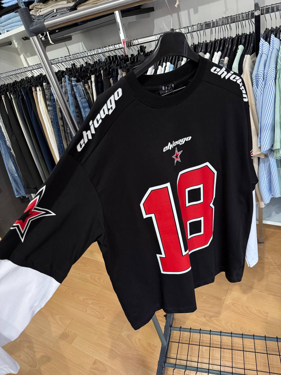 T-SHIRT DOPPIAMANICA 18 NERA