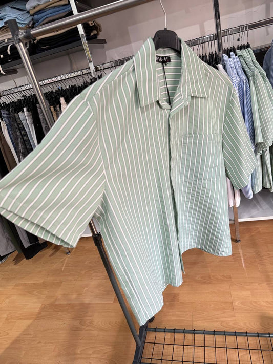 CAMICIA CROPPED BIANCA E VERDE