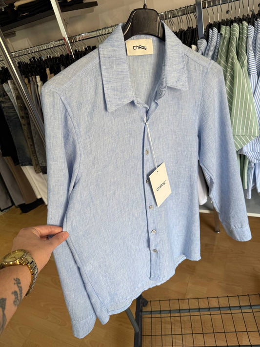 CAMICIA COLLO ALLA FRANCESE CELESTE