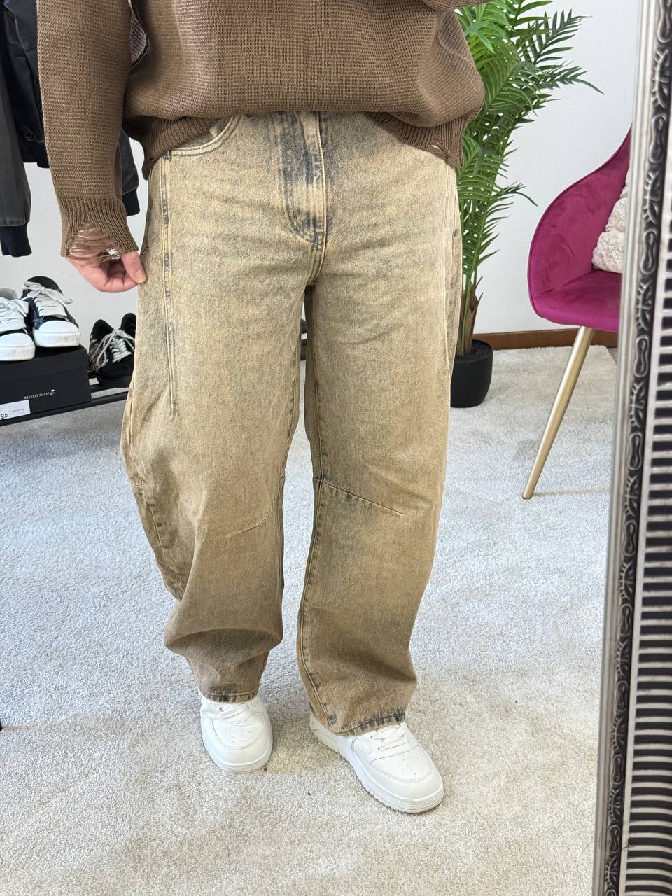 JEANS BALLOON SFUMATO BEIGE