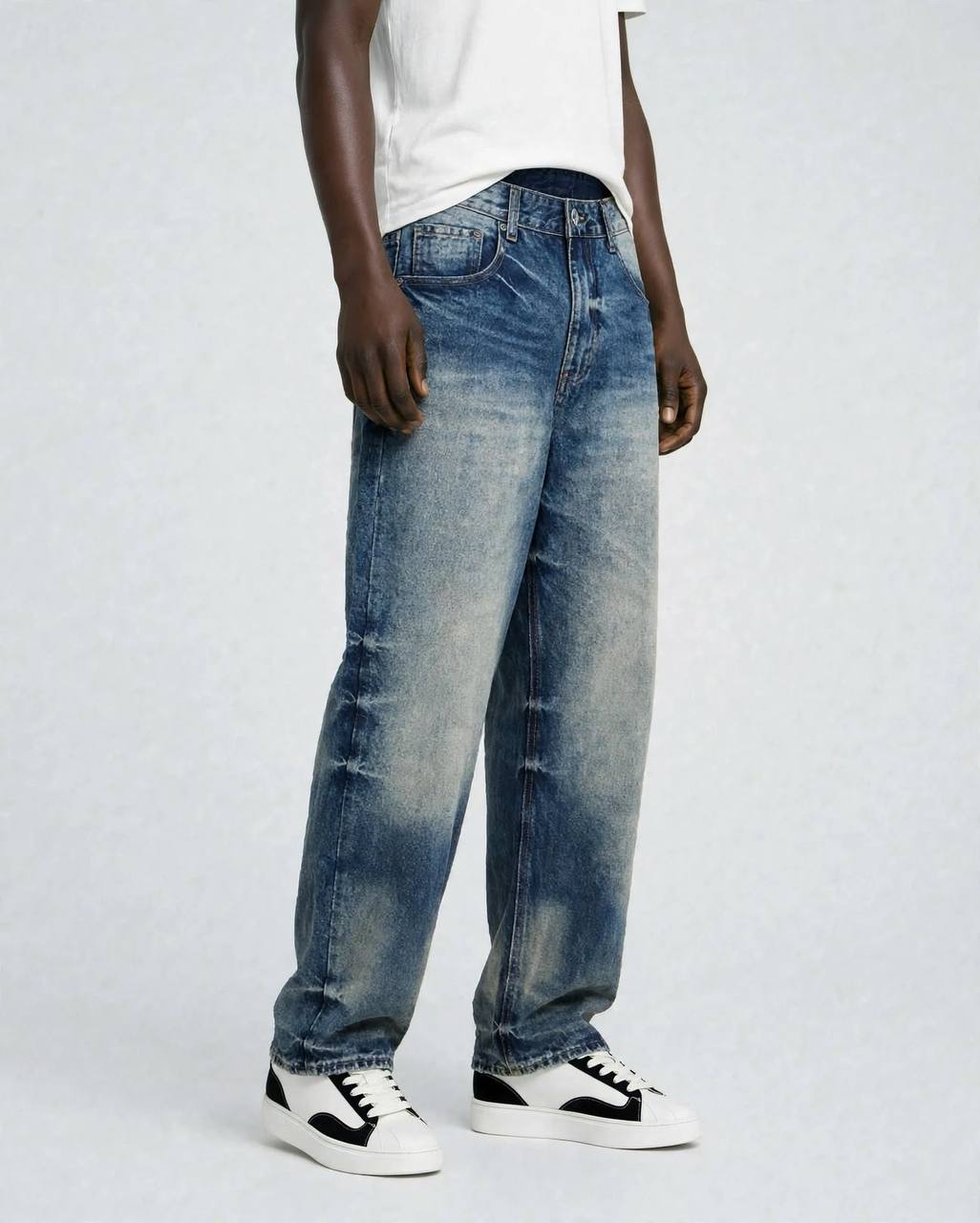 JEANS FONDO LARGO LEOX SCURO SABBIATO