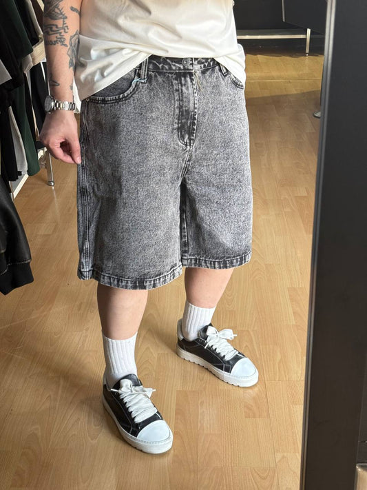 BERMUDA JEANS MARMORIZZATO GRIGIO