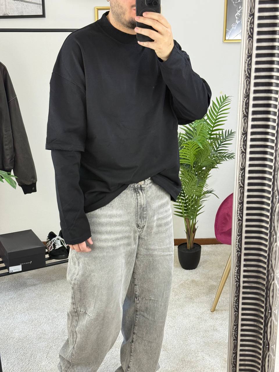 T-SHIRT DOPPIA MANICA NERA