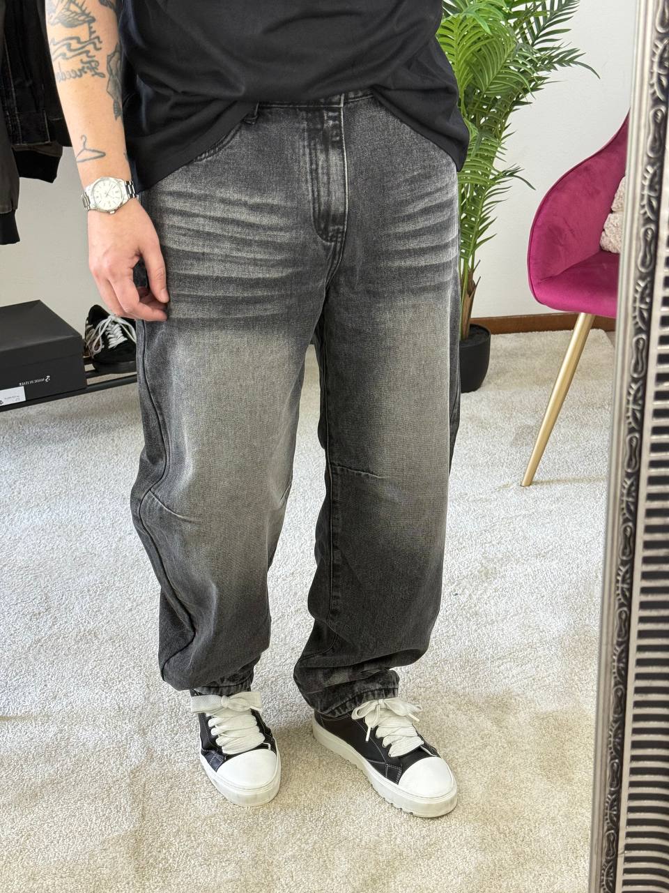 JEANS BALLOON SFUMATO NERO