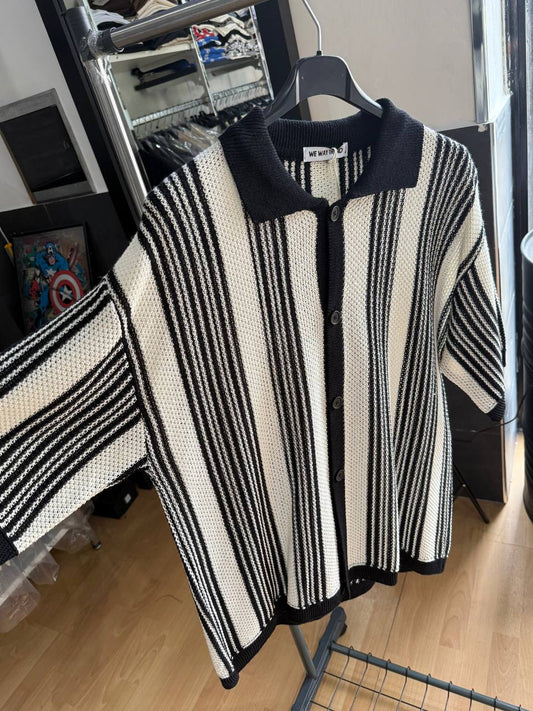 POLO CARDIGAN BIANCO E NERA