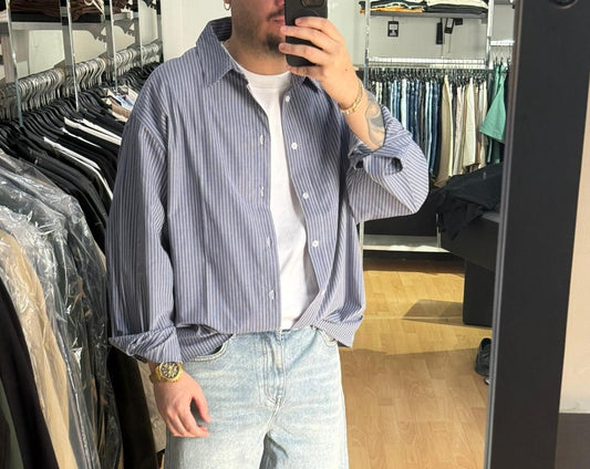 CAMICIA OVER BLU LUNGA