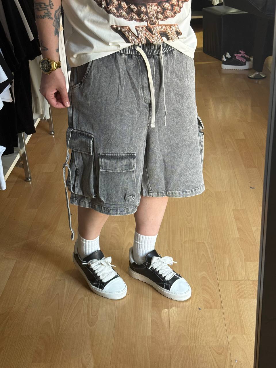 BERMUDA JEANS CARGO ESPOSITO GRIGIO