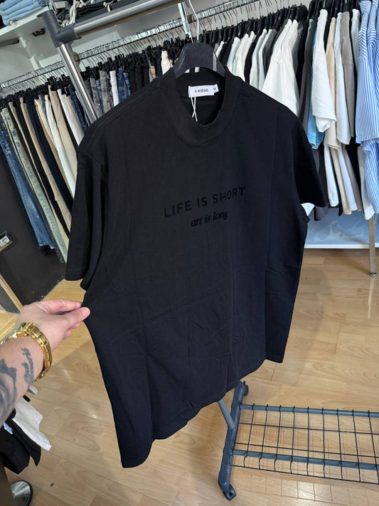 T-SHIRT LIFE IS SHORT NERA