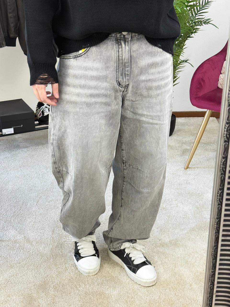 JEANS BALLOON SFUMATO GRIGIO CHIARO