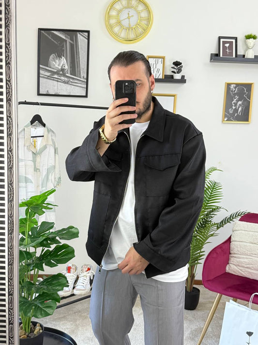 CAMICIONE TASCONI ZIP NERO