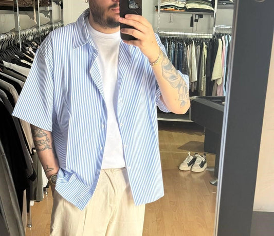 CAMICIA MEZZA MANICA RIGHE CELESTE ACY