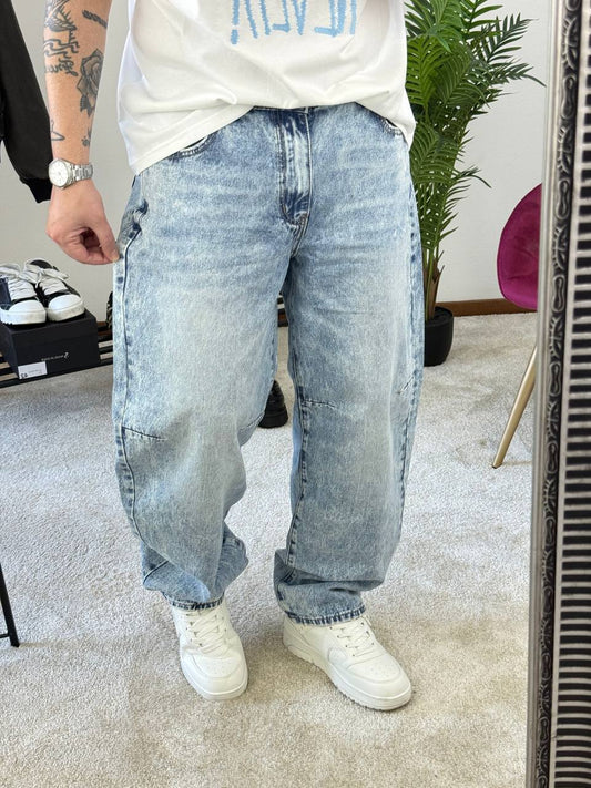 JEANS BALLOON MICRO ROTTURE CHIARO